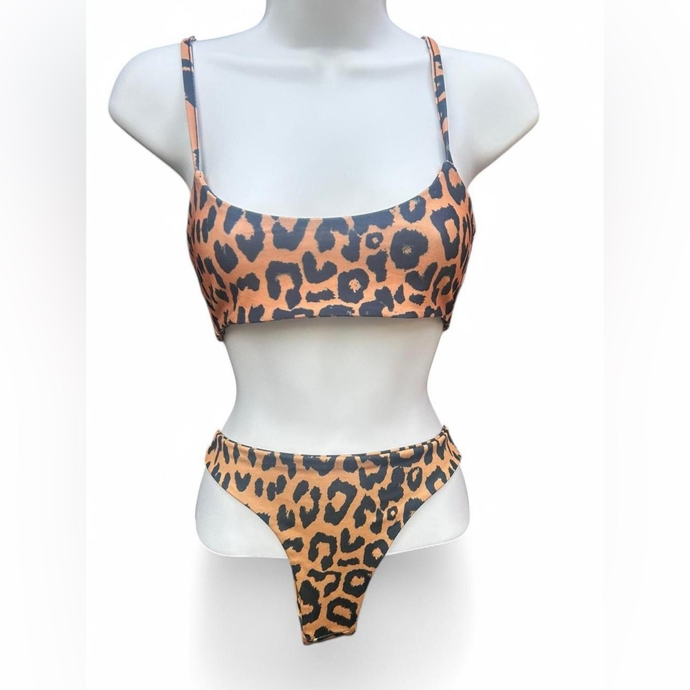 PrettyLittleThing Leopard Bikini Set XS Top S Bottom Animal Print